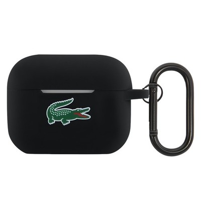 Lacoste Silikon Hülle für Apple Pods Pro 2 mit Karabiner Schwarz