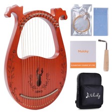 Lyre Harp, 16 Metal Strings, Mahogany Body, Copper Saddle, Mini Lyre Harp wit...