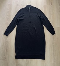 LRL Ralph Lauren Cotton Sweater Dress Womens 1X Knit 1/4 Zip Stretch Black