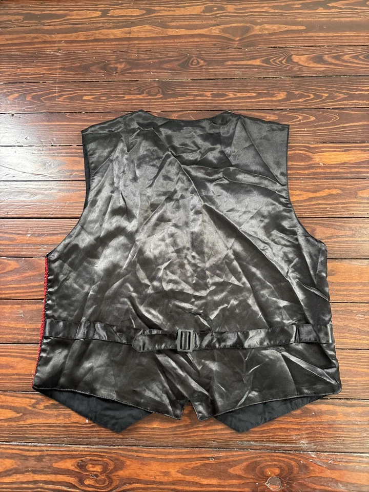 JC 品牌复古 20 世纪 80 年代 90 年代红色蓝色星星亮片男式正式背心,尺寸 L — 第 3/3 张图片