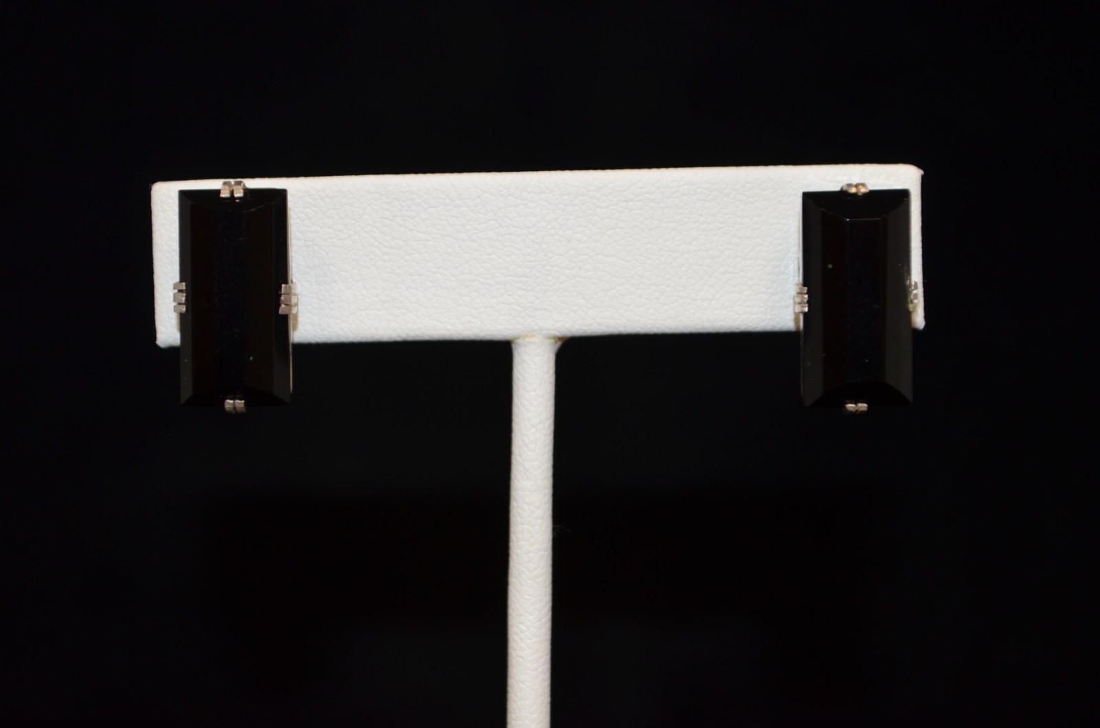 STERLING SILVER ART DECO RECTANGULAR EARRINGS W/ … - image 1