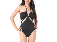Vince Camuto Women's V-Wire Cut-Out One Piece Swimsuit Black Size 8 12302
