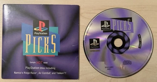 Sony Playstation Picks Demo Disc CD Purple PS1 Ridge Racer, Air Combat, Tekken
