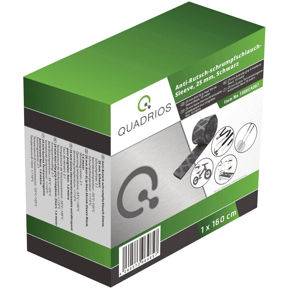 Quadrios Heatshrink Black 25mm to 12.5mm 2:1 Shrink 1.6m