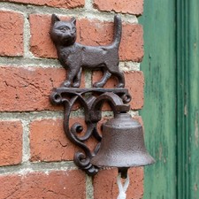 Wundersch&ouml;ne T&uuml;rglocke, Katze, Haust&uuml;rglocke | Eisen, gr&uuml;n | H23,5xB13,5cm