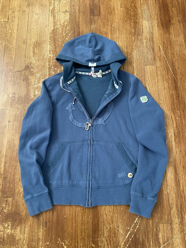 Sudadera con Capucha Bordada Logotipo Central Cremallera Completa Y2K Roxy De Colección Para Mujer’s Grande Foto 2 de 4