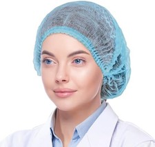 120 Pcs Disposable Bouffant Caps, 21 Inches Hair Nets for Women and Men, Polypro