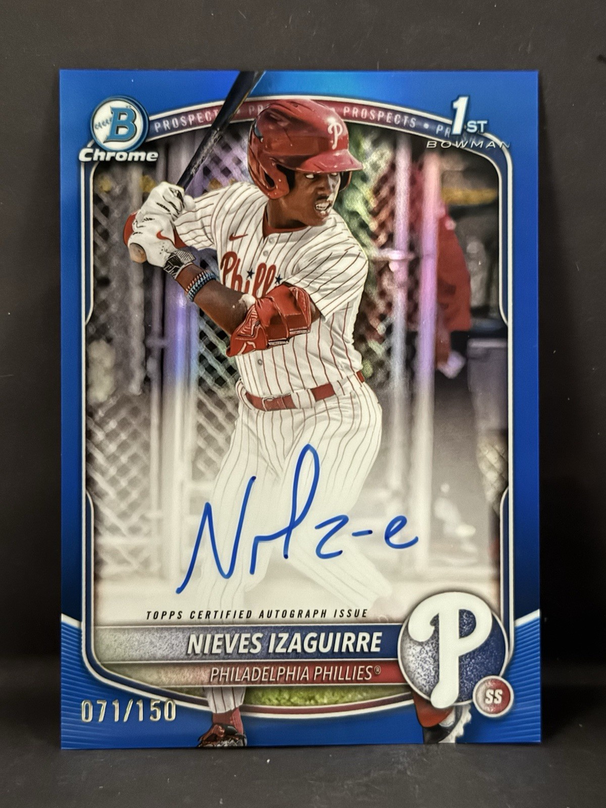 2025 Bowman Chrome True Blue Refractor Auto /150 - Nieves Izaguirre CPA-NI