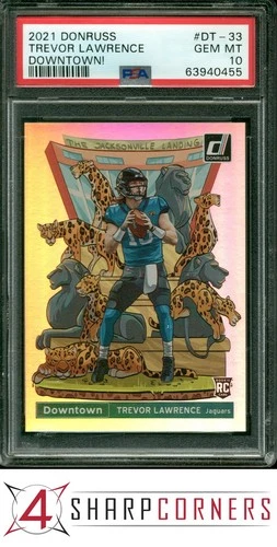 2021 PANINI DONRUSS DOWNTOWN! #DT-33 TREVOR LAWRENCE RC PSA 10