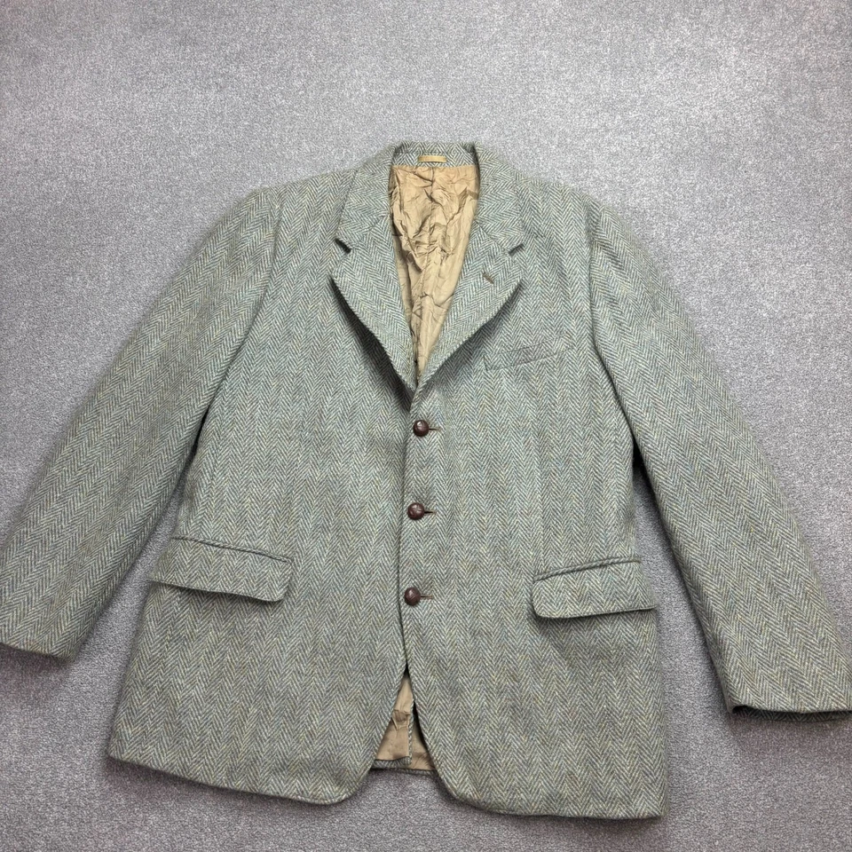 Harris Tweed Jacket Adult 42R Grey Country Hunting Outdoors Weave Blazer Men* - Image 2 of 4