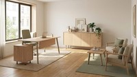 Modern BüRo Set Beige Schreibtisch Sideboard Kommode Couchtisch