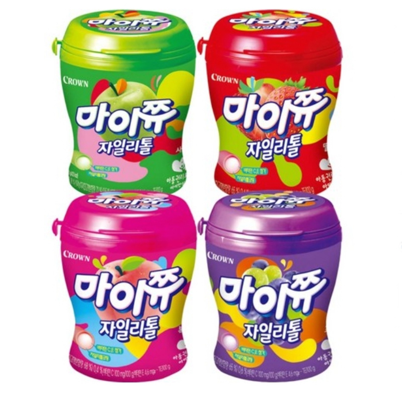 Caramelo masticable coreano CROWN MYCHEW XILITOL 110g x 4p (fresa uva melocot...