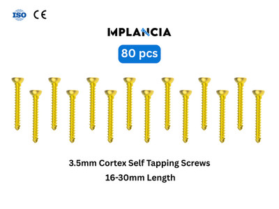 Self Tapping Cortex Screws 3.5mm Hex Socket Assorted 80 Pcs Titanium Set