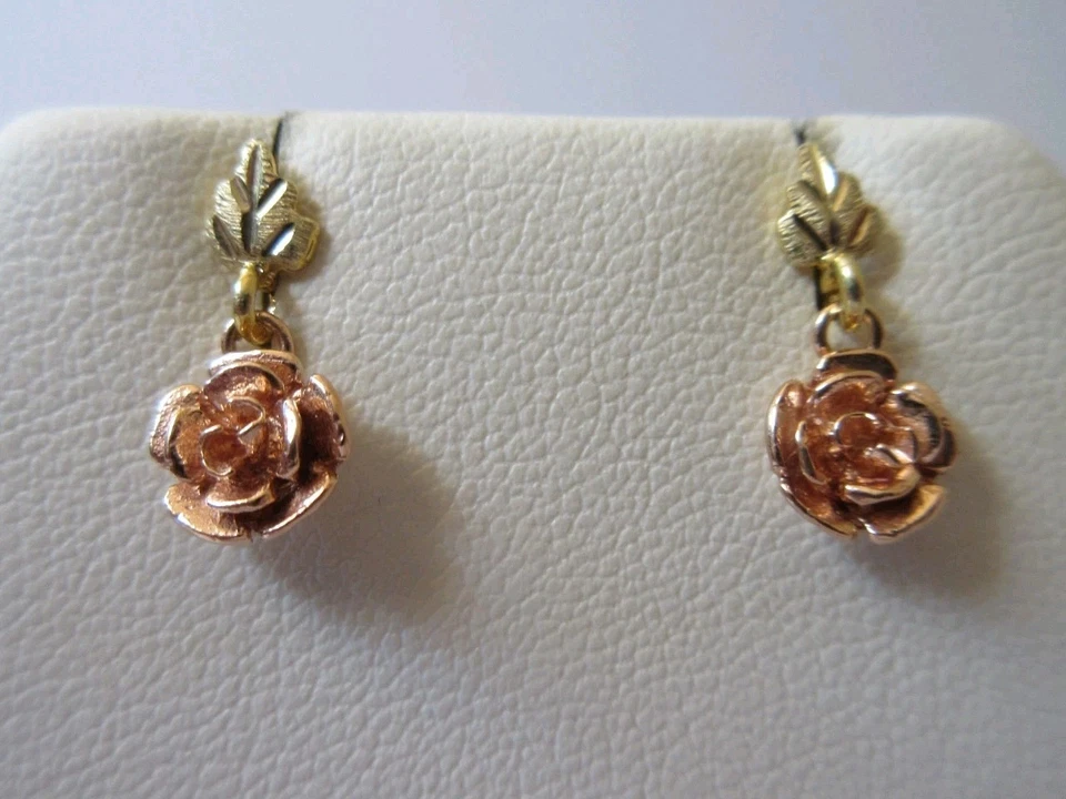 **Black Hills Gold 12K/14K ROSE DANGLING EARRINGS** - Image 2 of 4