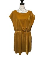 Gap Gold Velvet Midi Dress SIZE Large Holidays Fairy Preppy Hipster School