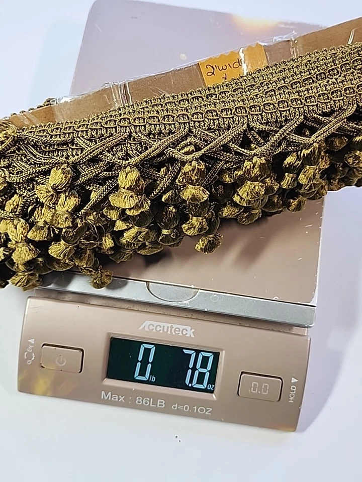 Borla satinada verde oliva de colección de hermosa calidad borde de flecos 2" X 10 yardas  Foto 4 de 4