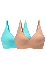 Rhonda Shear Women's 2-pack Gel Bra w/o Back Closure Beige/Celeste