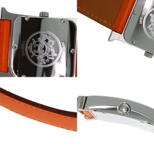 Hermes HH1.510 H Watch Stainless Steel Leather Men's Used Wristwatch 9