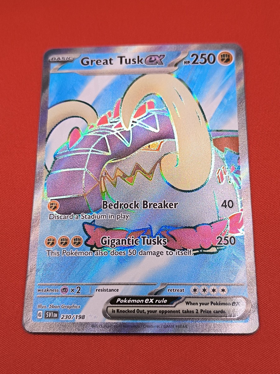 Pokemon Great Tusk Ex 230/198 - Scarlet & Violet Ultra Rare Holo Full Art Card