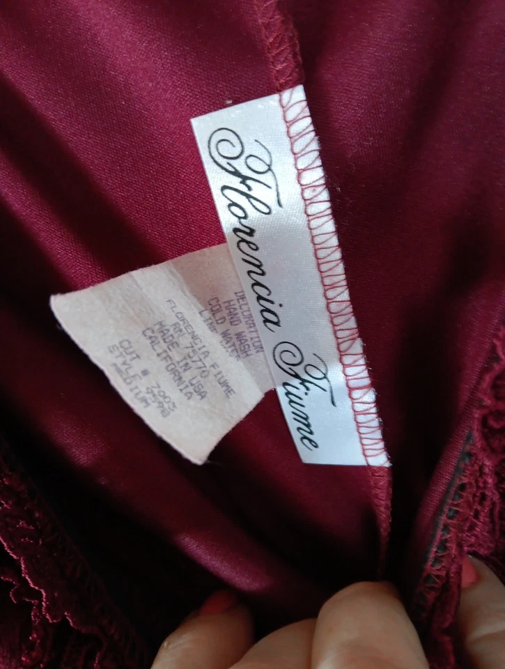Vestido De Colección Años 80 Encaje Florentia Fiume Romántico Victoriano Borgoña Talla M Foto 4 de 4