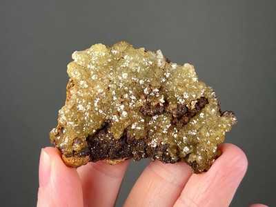 Green Adamite Crystal Cluster - Nice Luster - from Ojuela Mine, Durango, Mexico