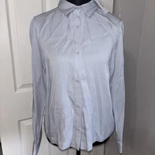 NEW OAK + FORT Women's Button Up XS Blouse Top Shirt Long Sleeve Blue NWT $68