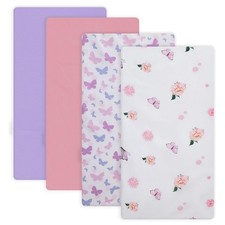 Crib Sheet for Boys and Girls Super Soft Microfibre Baby Bedding Pink 4 Pk