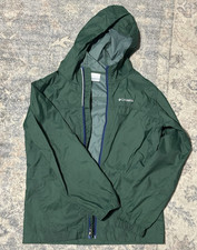 Columbia Hooded Full Zip Lined Nylon Rain Jacket Green Size M boys kid youth