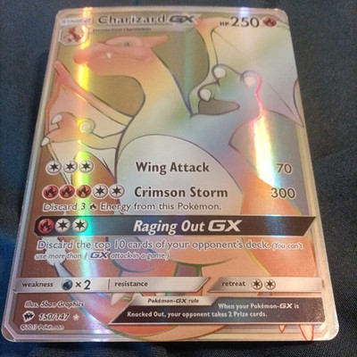 DISPLAY Charizard GX Rainbow Secret Rare 150/147 Pokemon Burning Shadows |  eBay