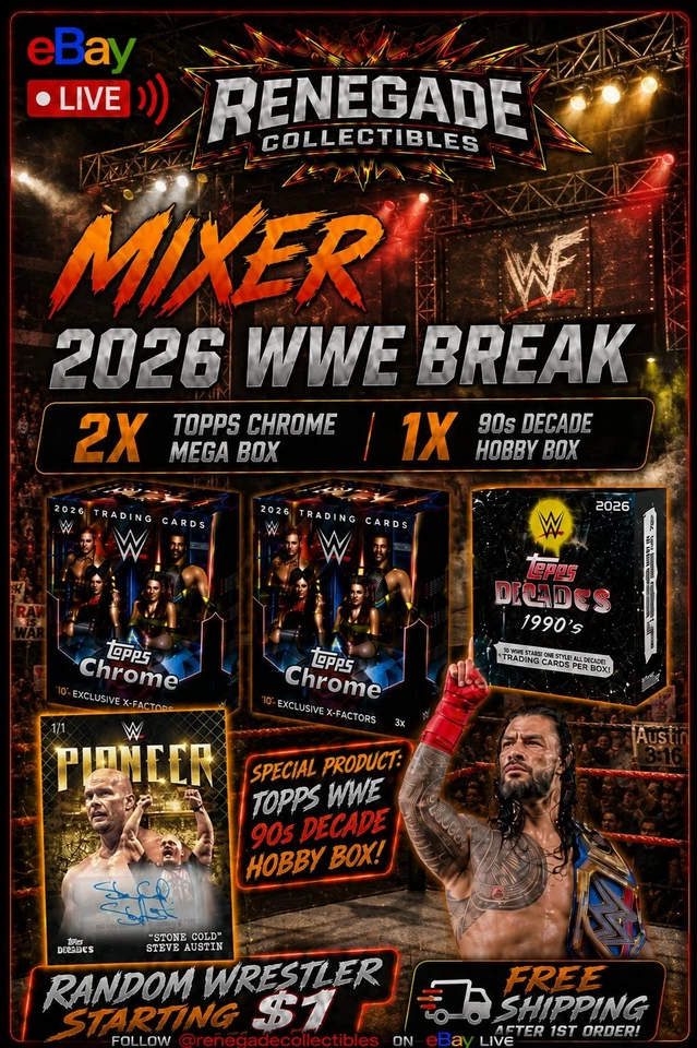 ⚡ WWE Mixer Break | $1 Random, 1x 90s Decade(Exclusive), 2x Chrome Mega box