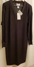 🆕 FOR THE Republic heathered black long sleeve dress V-neck size medium soft!