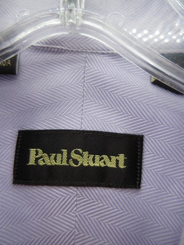 Paul Stuart Shirt Men 16 Purple Button Down Herringbone Pocket Cotton Preppy * - Picture 9 of 12
