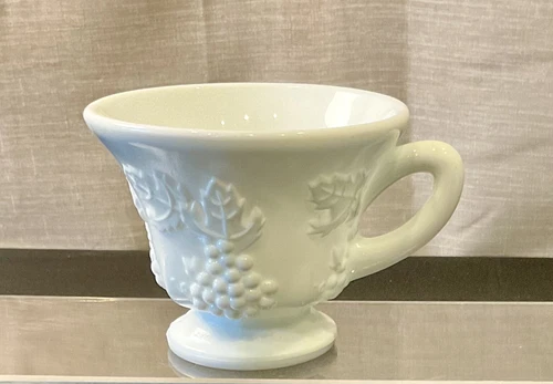 Vintage Indiana White Milk Glass Coffee Mug Cup Grape
