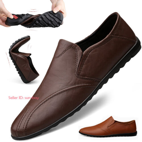 Men Comfort Casual Leather Shoes Slip On Moccasins Loafers Driving Shoes Soft - Picture 1 of 15