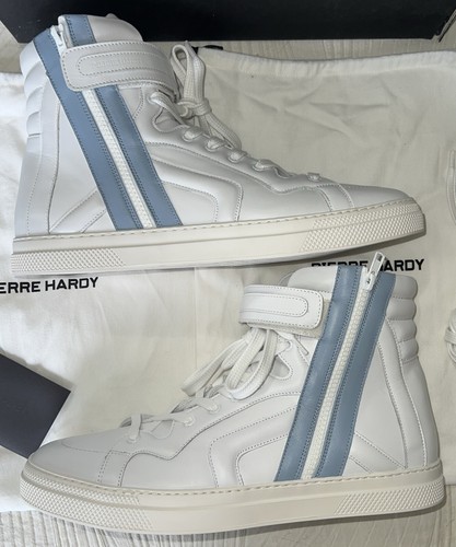 PIERRE HARDY Men's White Blue High Top Sneakers Zipper 46 13 NWB $595 - Picture 11 of 22
