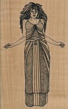 Lady With Arms Out 2 3/4 x 4 1/4" Rubber Stamp, People Stamp, Woman Stamp