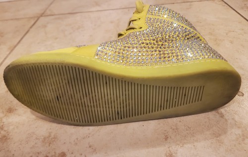 Neon Gucci Swarovski Crystal High Top Sneakers Shoes & Box Women's Size 38 8 US - Picture 4 of 9