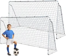 Set of 2 Portable 12' x 6' Soccer Goal for Backyard Heavy Duty Steel Frame w/Net