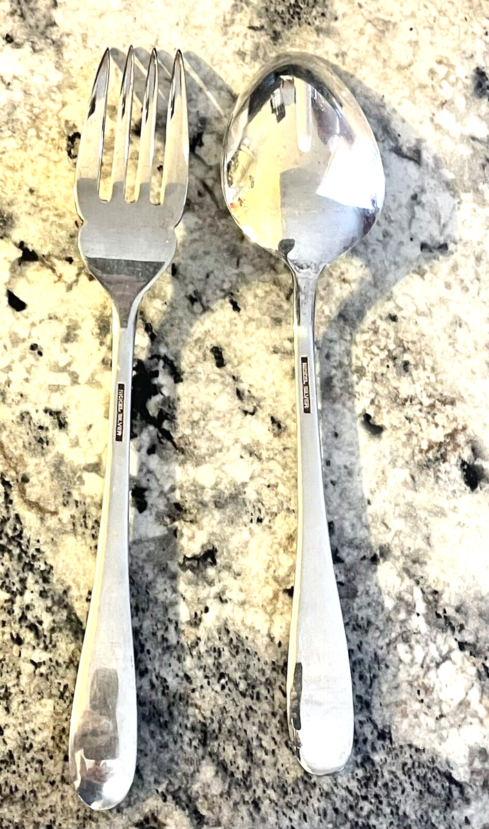 Fork Spoon Serving Set NAKAZATO Nickel Silver WHEAT Pattern