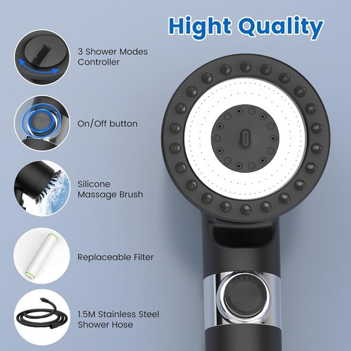 FEELSO Handheld Shower Head with Filtered,High Pressure Shower ON/OFF ...