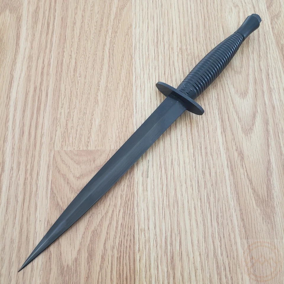 Cuchillo fijo J. Adams Sheffield Commando hoja de acero al carbono mango de aleación de metal Foto 2 de 4