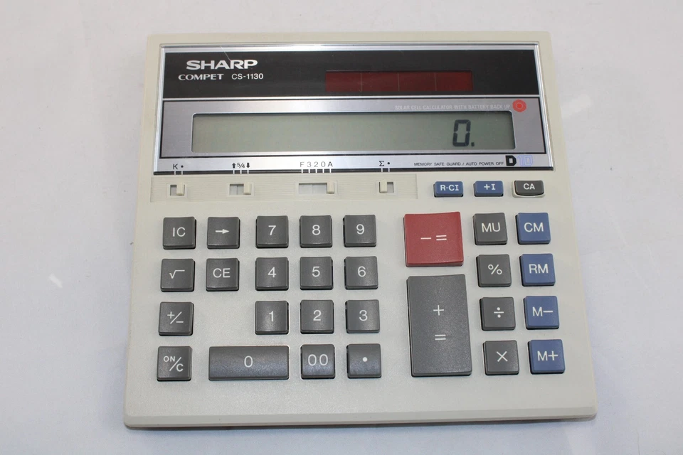 Vintage Sharp Compet CS-1130 Calculator Solar Cell & Battery Desktop Machine - Image 2 of 4