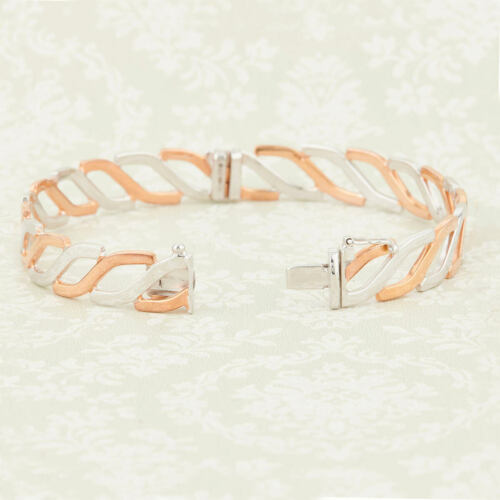 9ct Gold Hinged Bangle White and Rose Gold - Picture 5 of 8