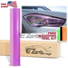 Headlight Hex Holographic Gloss Purple Taillight Tint Film Fog Light Honeycomb