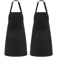 2 Pack Adjustable Bib Apron Water Resistant Kitchen Cooking Apron for Men Women