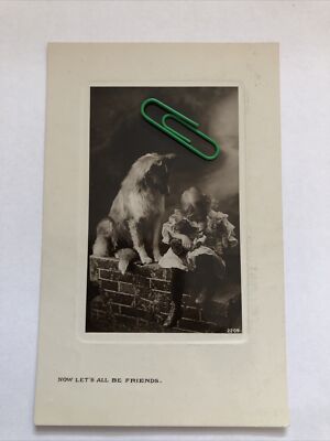 BAMFORTH ''Now Let's All Be Friends'' Edwardian RPPC Kind und Tiere