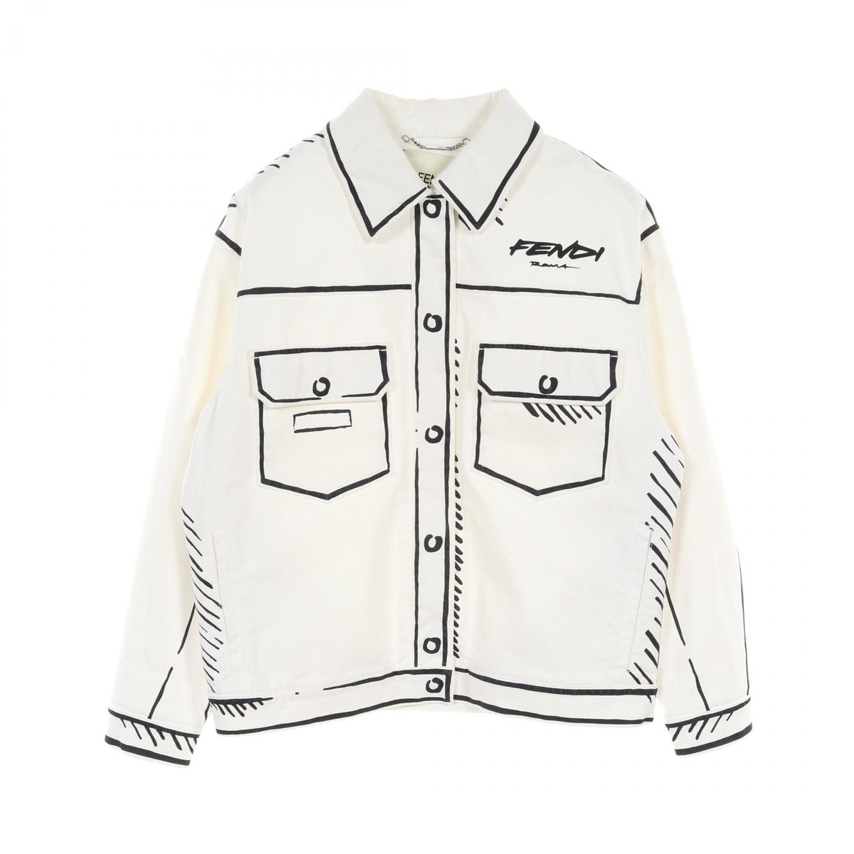FENDI 20AW ×Joshua Vides デニムジャケット サイズ38 FENDI×Joshua Vides デニムジャケットFW0871 FW0871 ホワイト