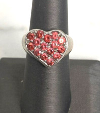 925 STERLING SILVER AND PINK TOPAZ HEART RING SIZE 6.75