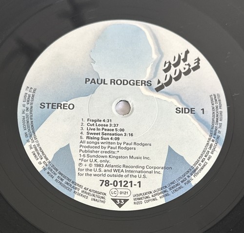 Paul Rodgers Cut Loose Excellent Vinyl LP Record Album Rock EX / EX Condition - Picture 4 of 6
