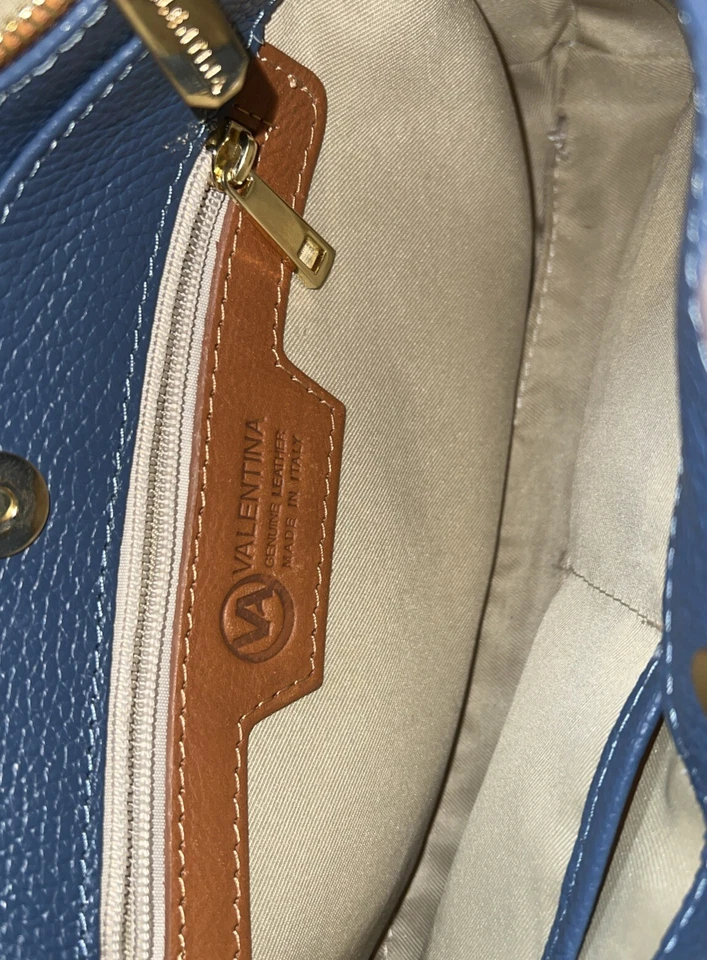 Valentina Shoulder Crossbody Bag 3 Compartments Dark Blue   Leather - Image 2 of 4